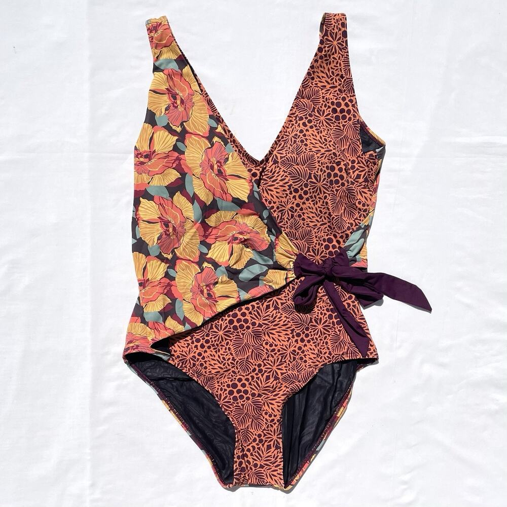 Sundance Floral & Patterned One-Piece Swimsuit in Orange, Yellow, Green & Purple